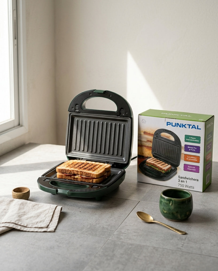 Sandwichera y Grill Punktal 3 en 1 – 750W